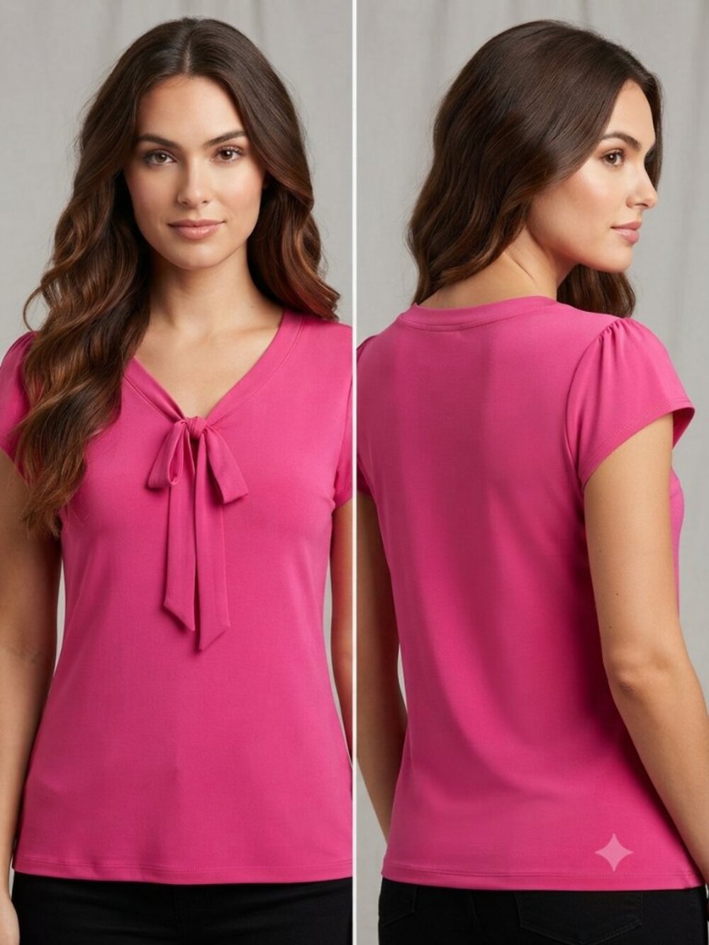 Kenar hot pink Tie-Neck Short Sleeve Top Size S